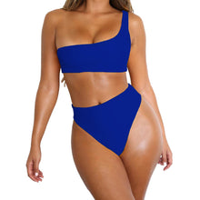 Load image into Gallery viewer, 2019 Women Swimsuit Sexy Bikini Set Solid One Shoulder Swimwear 2019