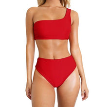 Load image into Gallery viewer, 2019 Women Swimsuit Sexy Bikini Set Solid One Shoulder Swimwear 2019