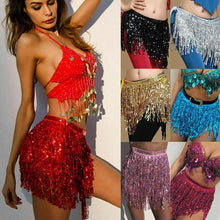 Load image into Gallery viewer, Women Club Party Mini Skirt Dance Bling Fringe