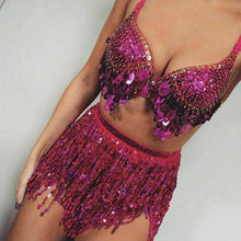 Load image into Gallery viewer, Women Club Party Mini Skirt Dance Bling Fringe